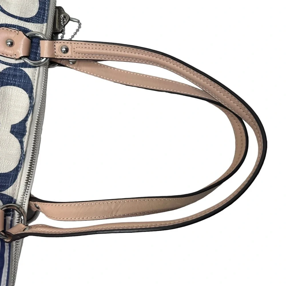 COACH Daisy Patchwork Emma Blue & White Tote w/ Matching Wallet - Picture 4 of 15